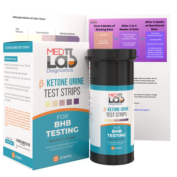 Keto Urine Test Strips for Ketone BHB Testing(25 Cnt) Made in USA. Uri –  Med Lab Diagnostics