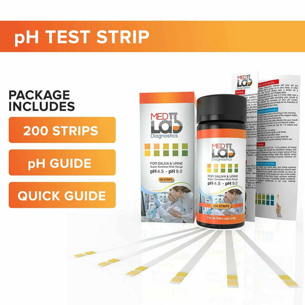 PH Test Strips To 14 (200 Ct) For Urine, Saliva, Drinking, 55% OFF